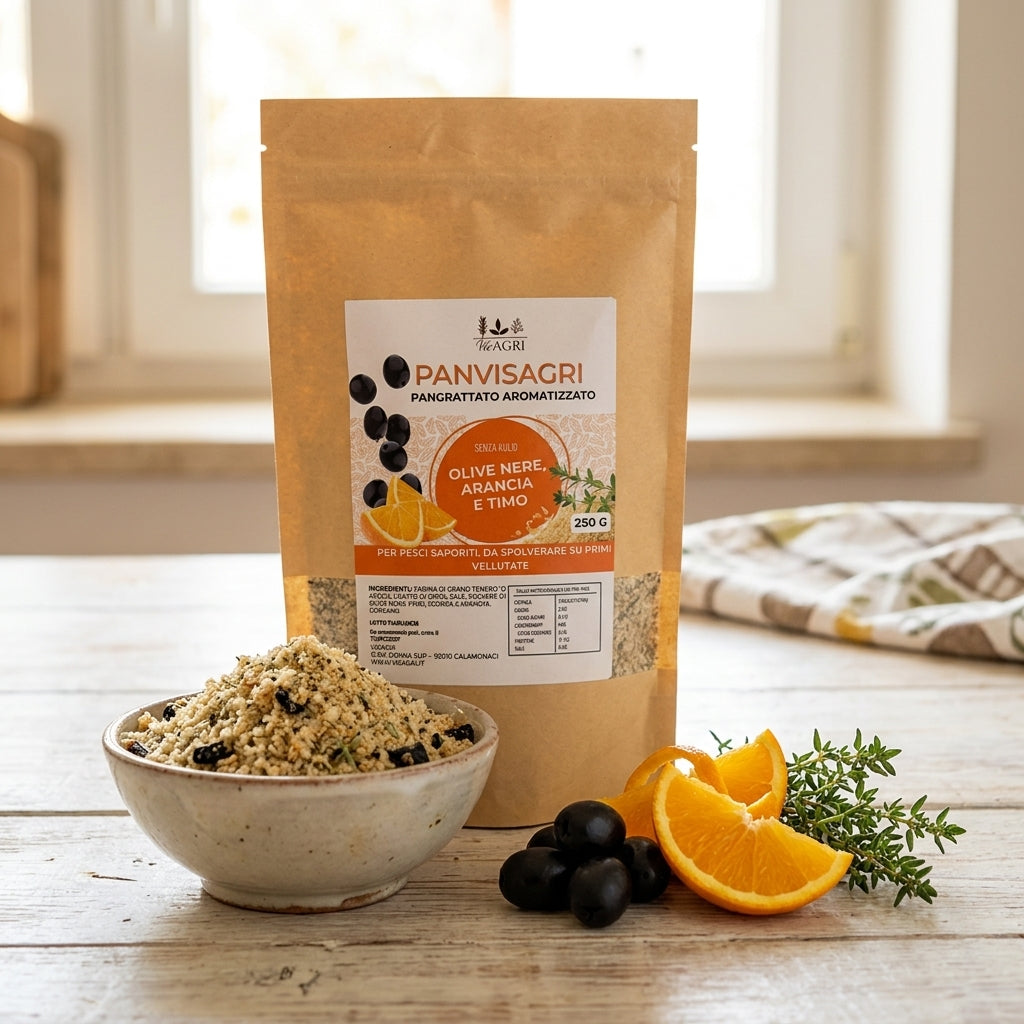 Panvisagri Olive Nere, Arancia e Timo – 250g SENZA AGLIO