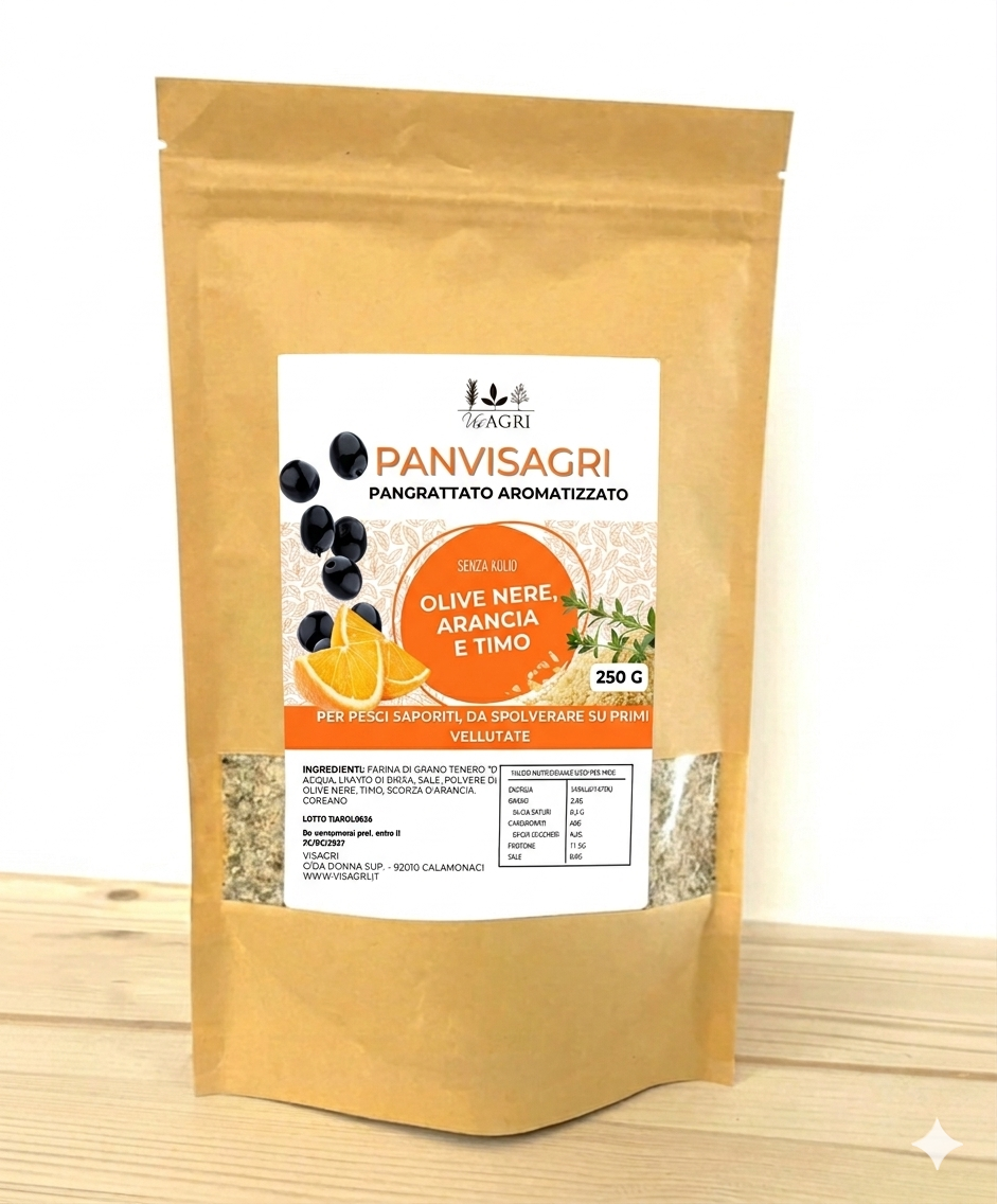 Panvisagri Olive Nere, Arancia e Timo – 250g SENZA AGLIO