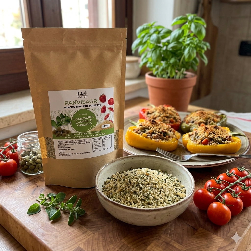Panvisagri Pomodoro, Capperi e Origano – 250g SENZA AGLIO
