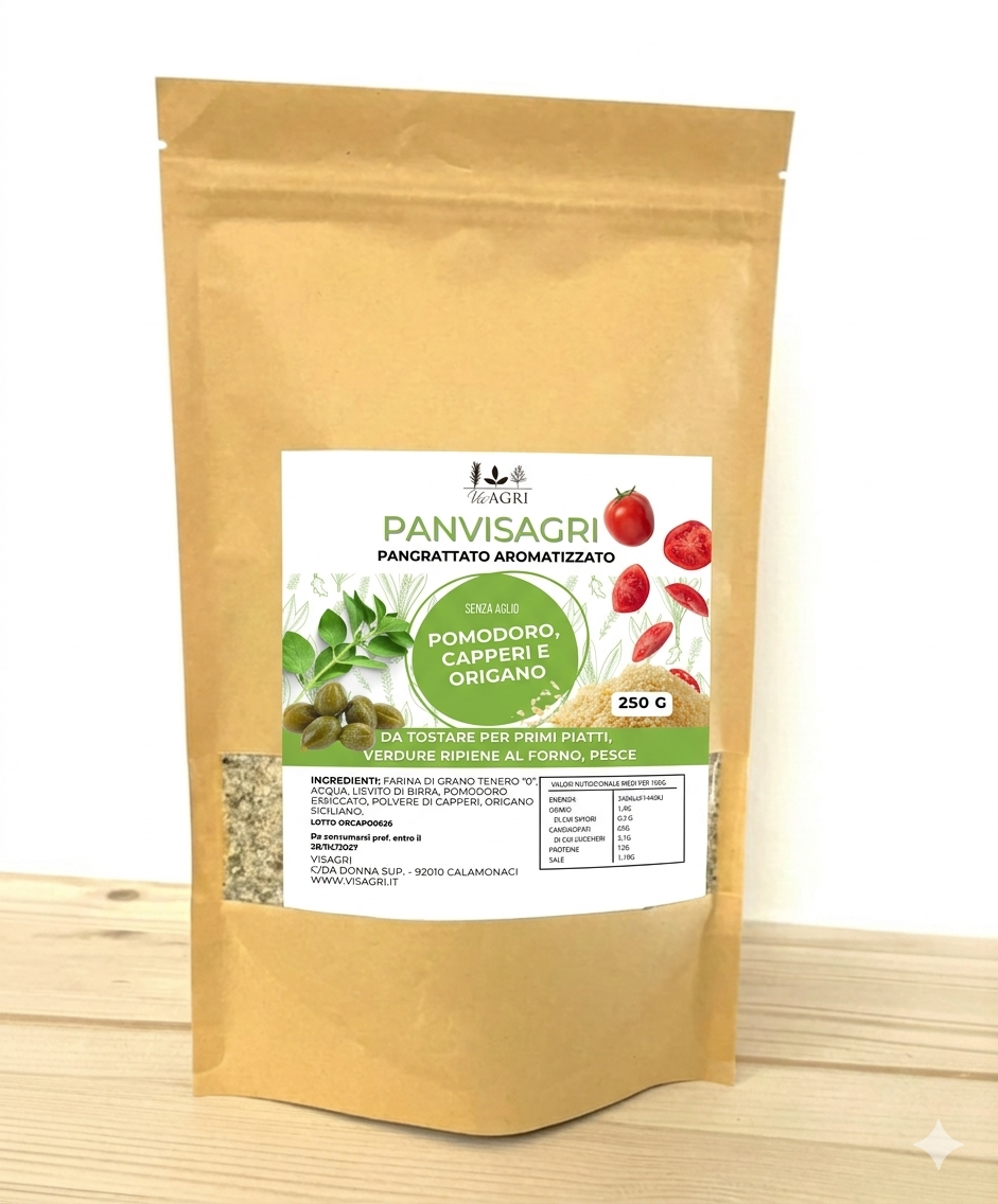 Panvisagri Pomodoro, Capperi e Origano – 250g SENZA AGLIO