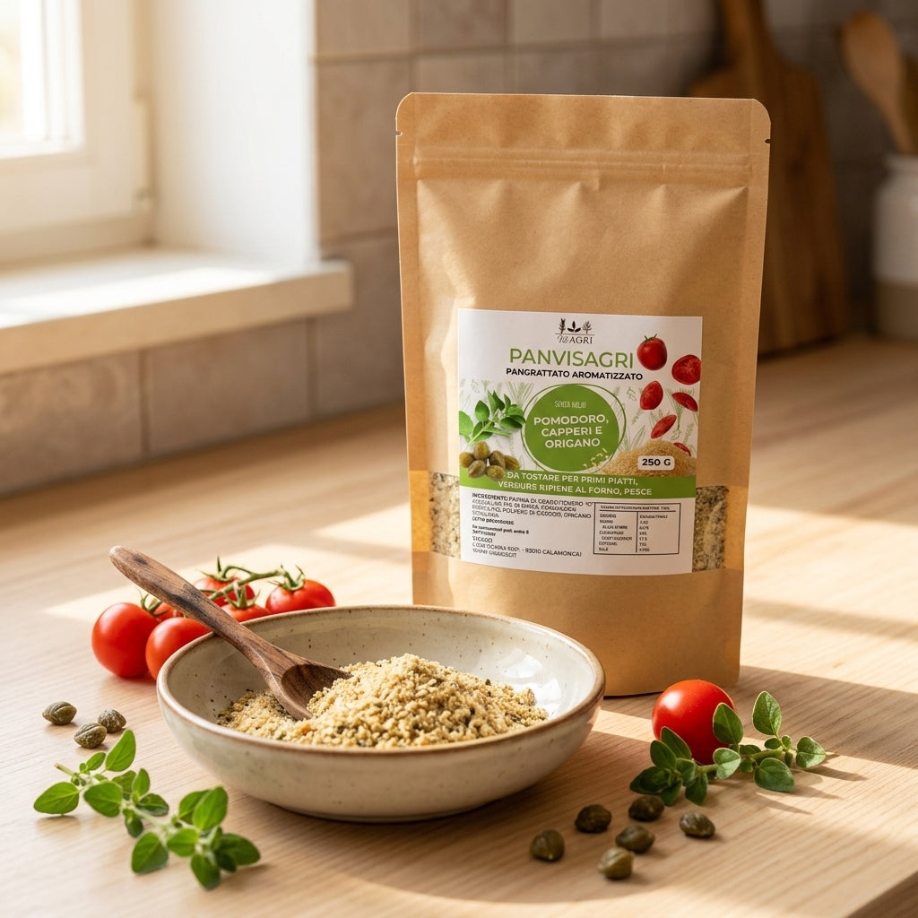 Panvisagri Pomodoro, Capperi e Origano – 250g SENZA AGLIO